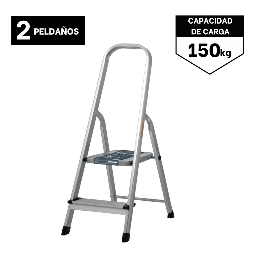 Escalera Tubular Plegable 2 Peldaños de Aluminio Truper 16763 Escalera Tubular Plegable 2 Peldaños de Aluminio Truper 16763