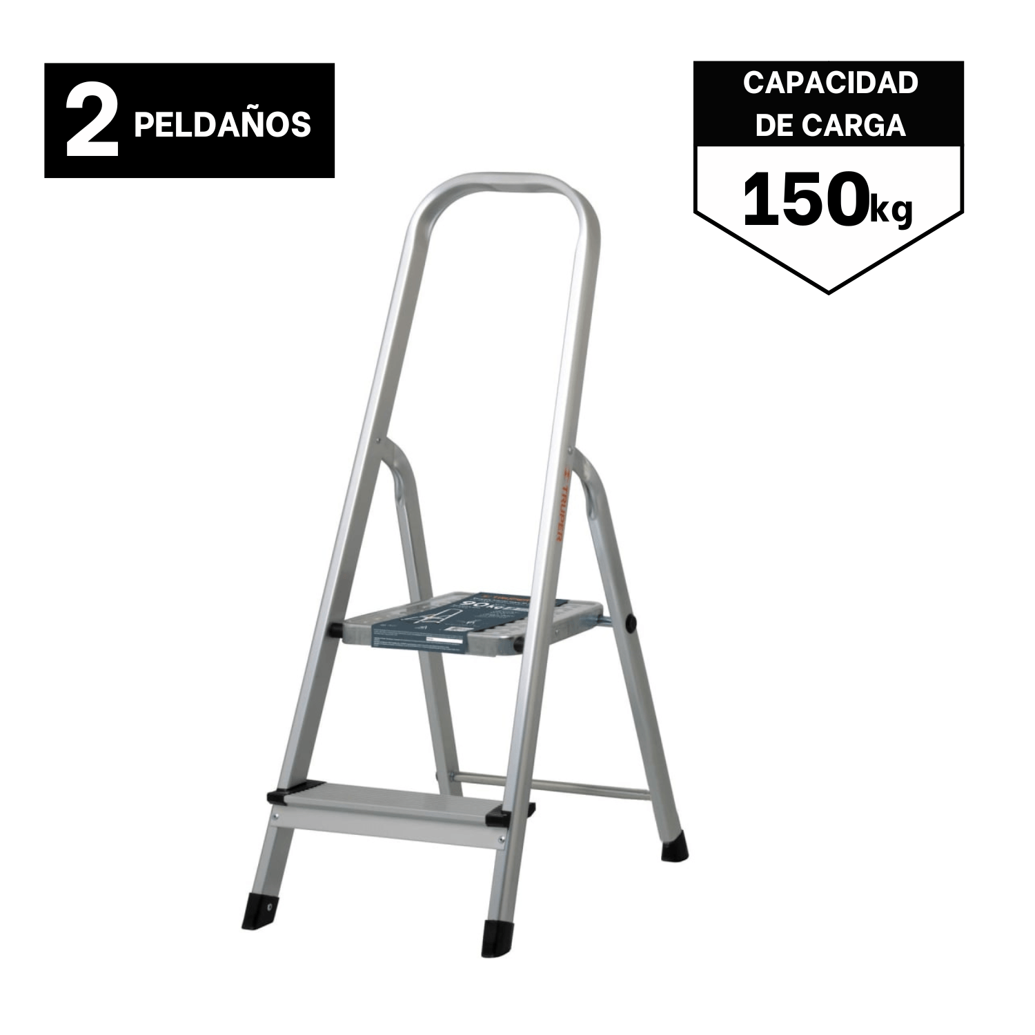 Escalera Tubular Plegable 2 Peldaños de Aluminio Truper 16763