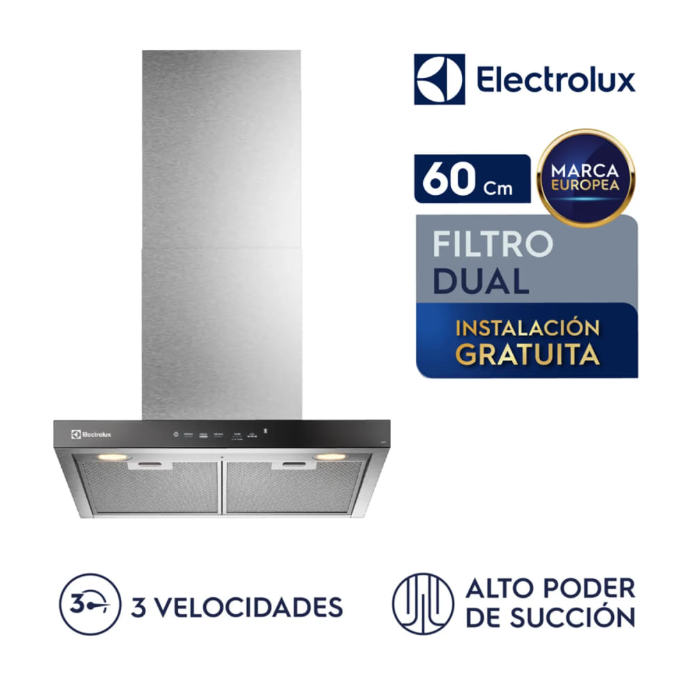 Campana Extractora Decorativa Electrolux - CE6TF - 60 Cm Campana Extractora Decorativa Electrolux - CE6TF - 60 Cm
