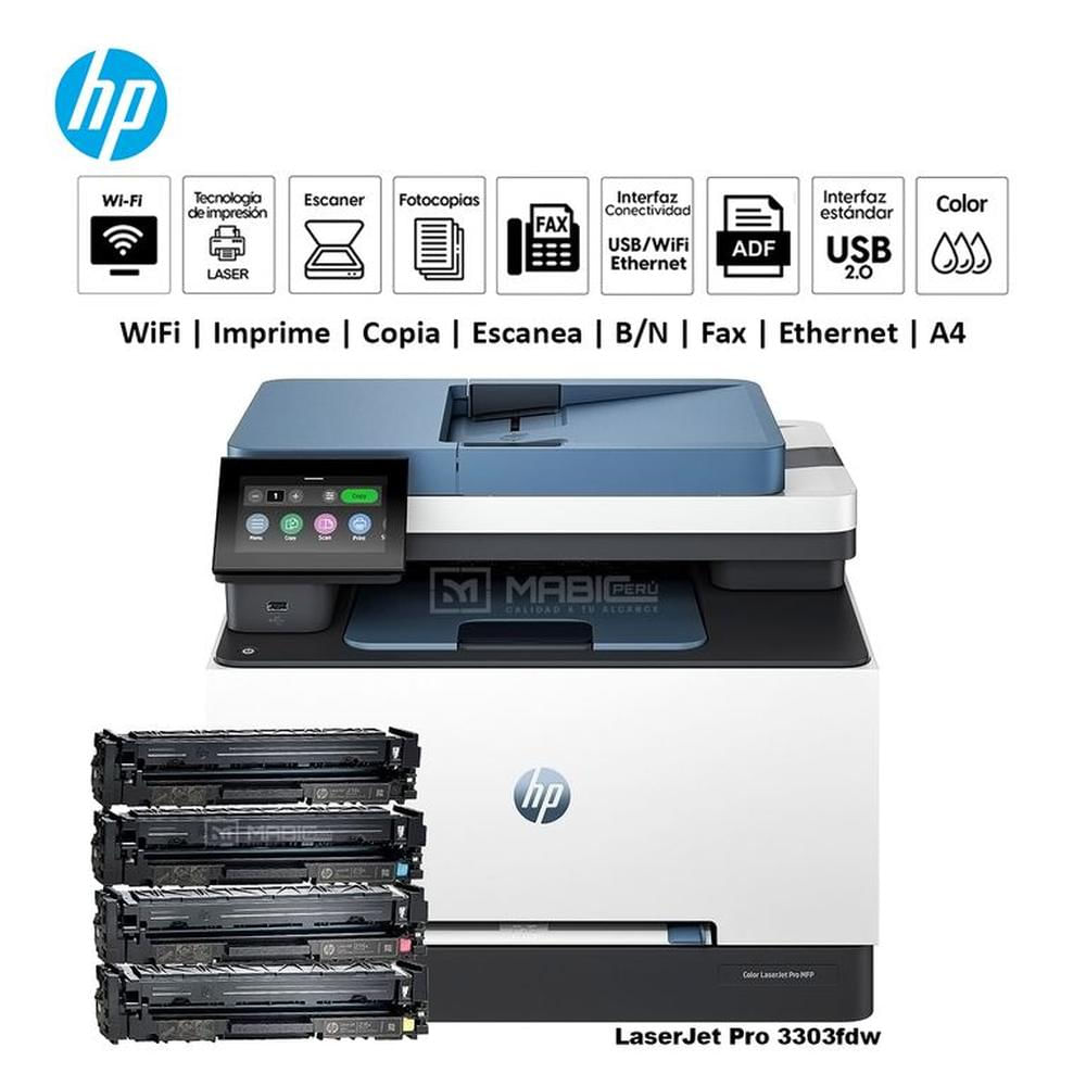 Impresora Hp Color LaserJet Pro 3303fdw Duplex Wifi Red ADF FAX Impresora Hp Color LaserJet Pro 3303fdw Duplex Wifi Red ADF FAX