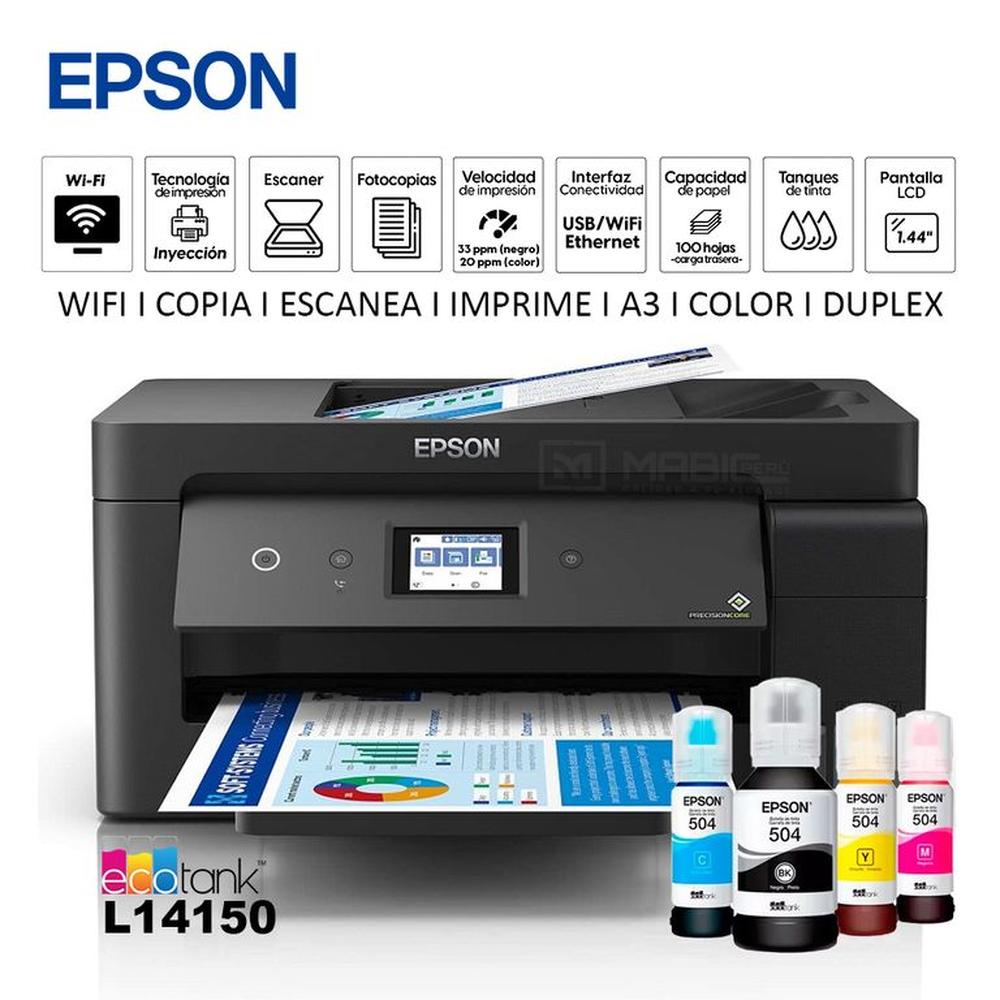 Impresora Multifuncional Epson L14150 A3 Duplex WIFI Red ADF FAX Impresora Multifuncional Epson L14150 A3 Duplex WIFI Red ADF FAX