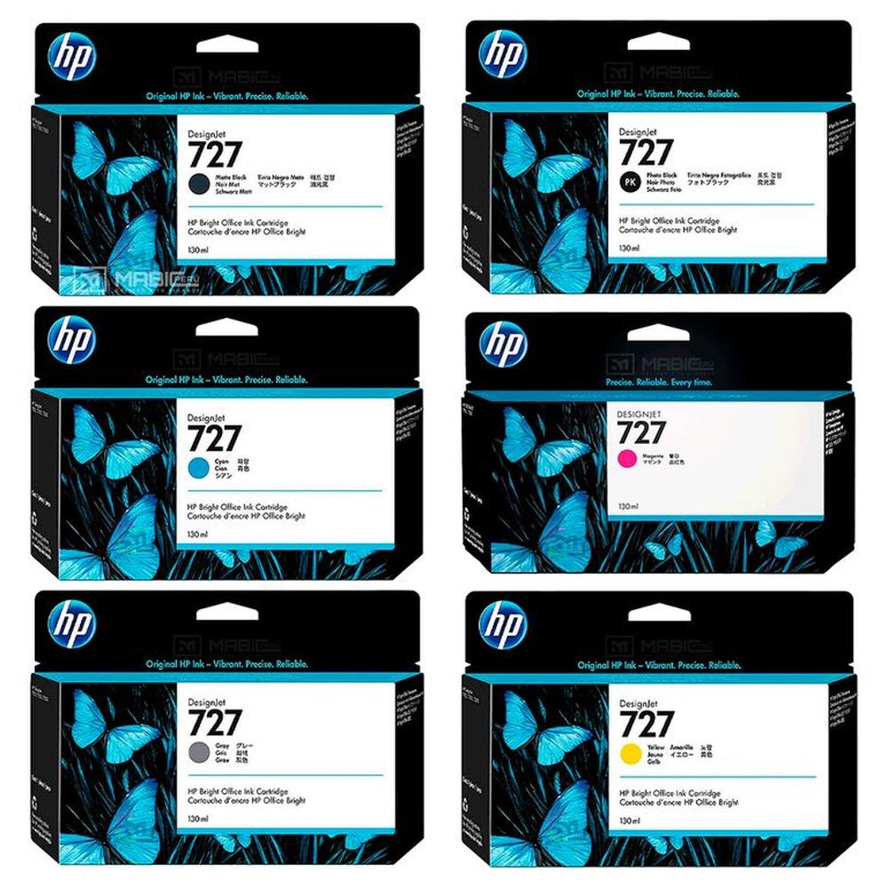 Pack 6 Tinta HP 727 DesignJet T2500 T930 Original - 130ml Pack 6 Tinta HP 727 DesignJet T2500 T930 Original - 130ml