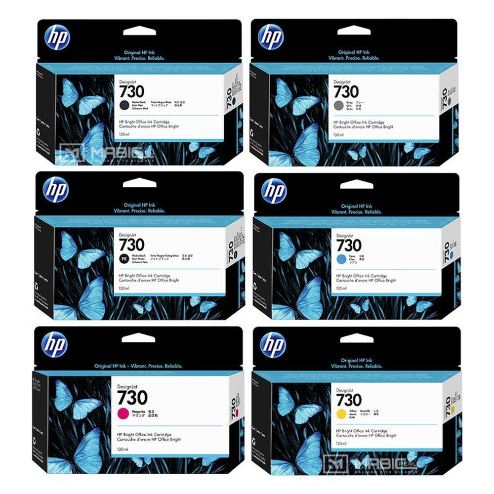 Pack 6 Tinta HP 730 DesignJet T1600 T2600 T1700 Original - 130ml Pack 6 Tinta HP 730 DesignJet T1600 T2600 T1700 Original - 130ml