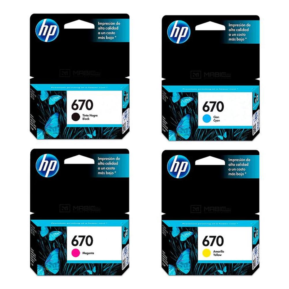 Pack Tinta HP 670 Negro Cian Magenta Amarillo Deskjet 3525 4615 4625 5525 Original Pack Tinta HP 670 Negro Cian Magenta Amarillo Deskjet 3525 4615 4625 5525 Original