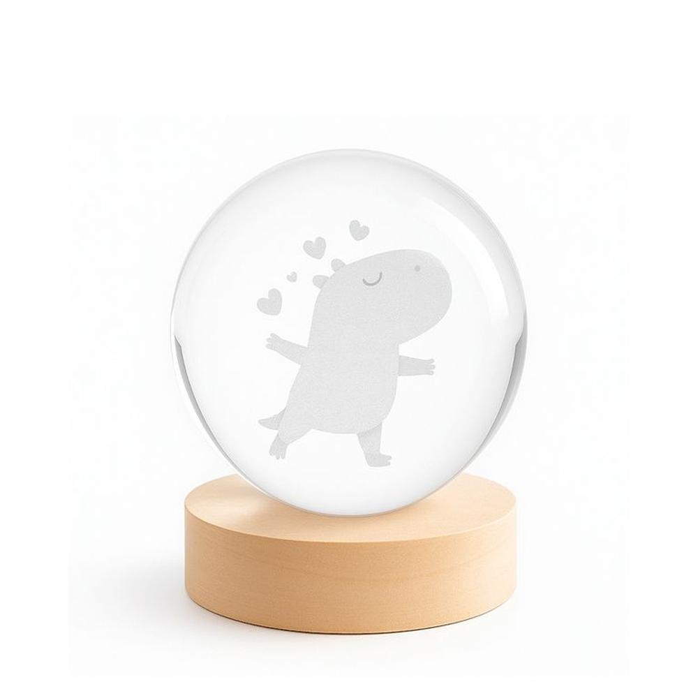 Lámpara Esfera Cristal Capibara Enamorado