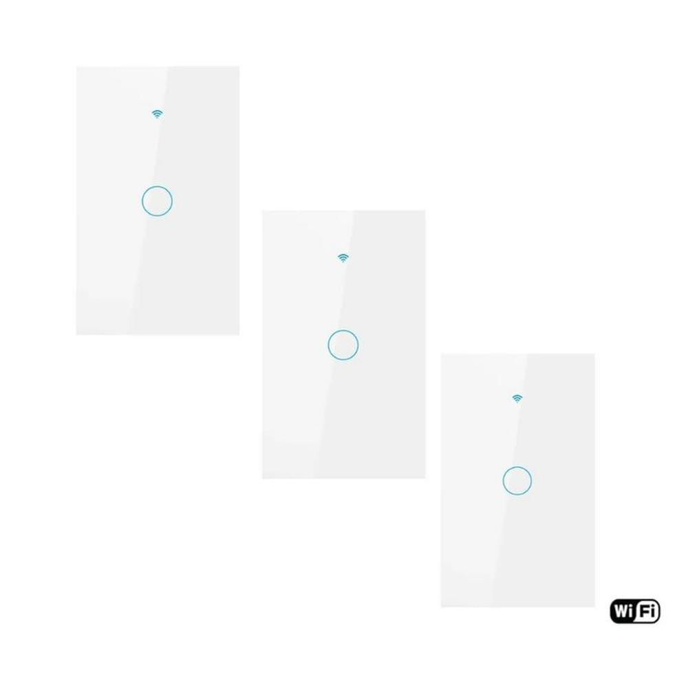 PACK X3 INTERRUPTOR SMART WIFI ALEXA GOOGLE 1 BOTÓN BLANCO