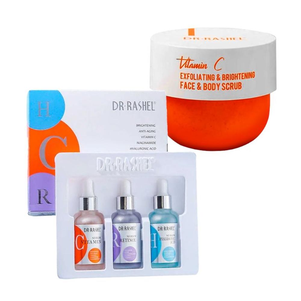 Pack Serum Facial 3 en 1 + Exfoliante Iluminador Vitamina C