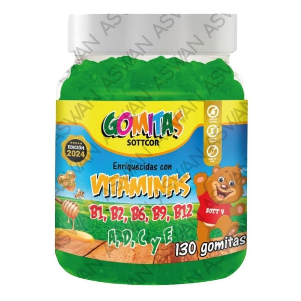 GOMITAS DE MULTIVITAMINA PARA NIÑOS 130 UNIDADES SOTTCOR 100GR CHICLE