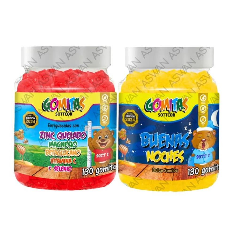 PACK NIÑOS DE ZINC QUELADO & BUENAS NOCHES 130 GOMITAS - SOTTCOR