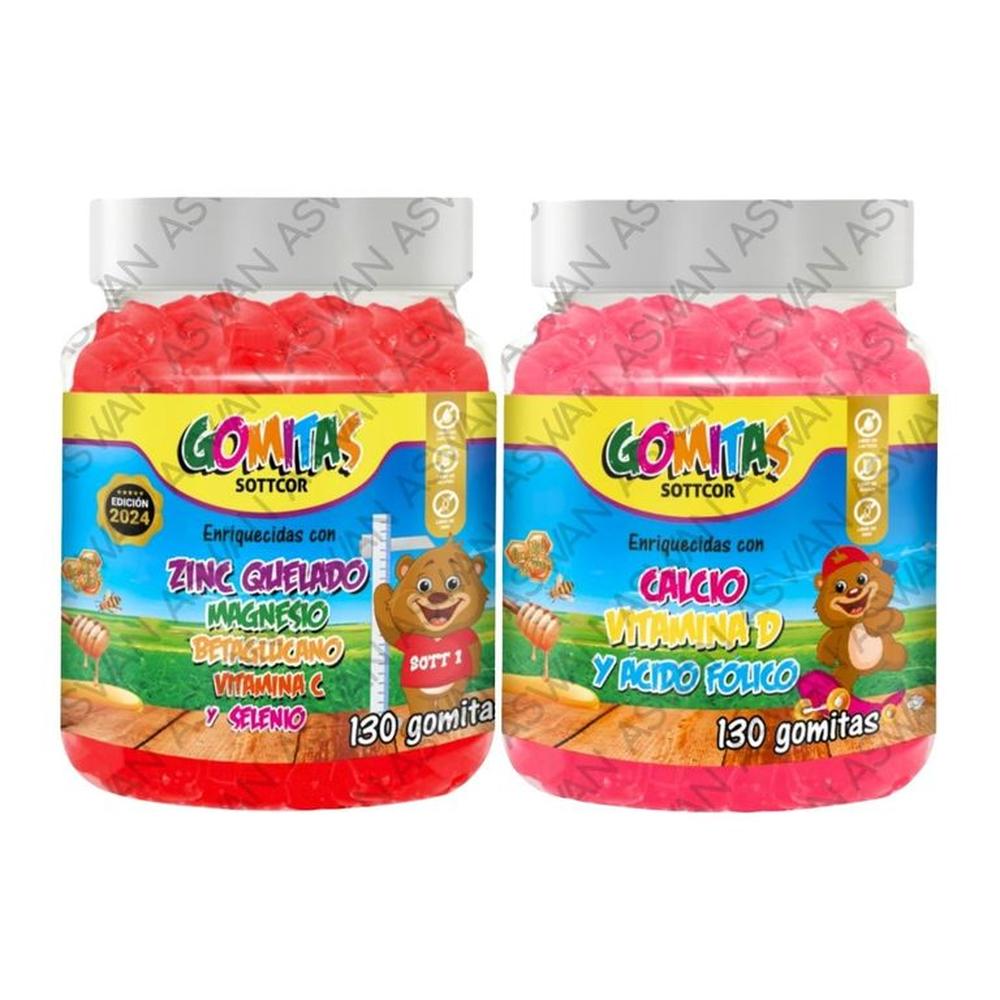 PACK NIÑOS DE ZINC QUELADO & CALCIO 130 GOMITAS - SOTTCOR