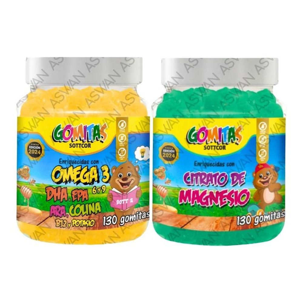PACK NIÑOS DE OMEGA 3 & CITRATO DE MAGNESIO 130 GOMITAS - SOTTCOR
