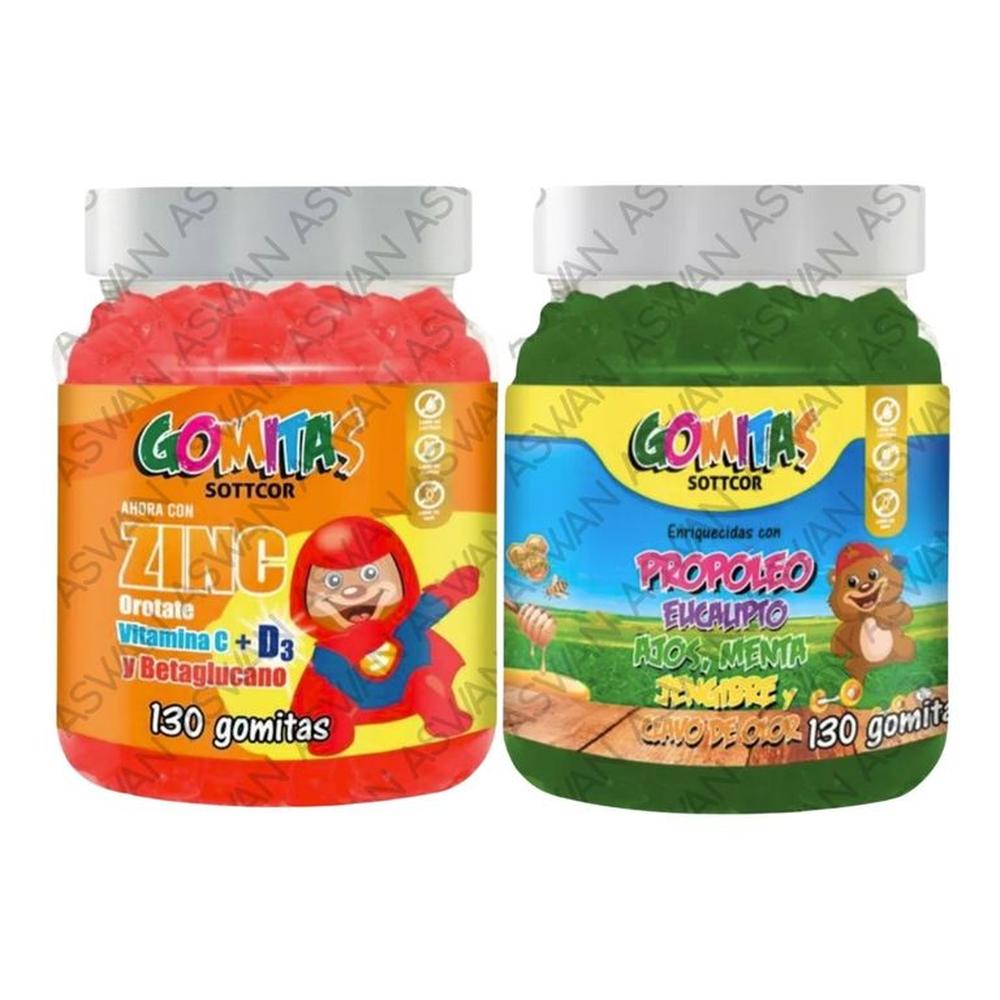PACK NIÑOS DE ZINC OROTATE & PROPOLEO 130 GOMITAS - SOTTCOR
