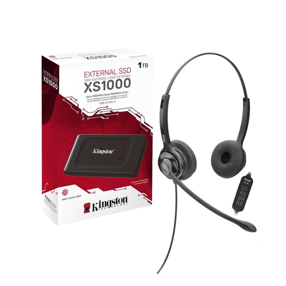Unidad Estado Solido Kingston SSD SXS1000 Externo 1tb y Auriculares