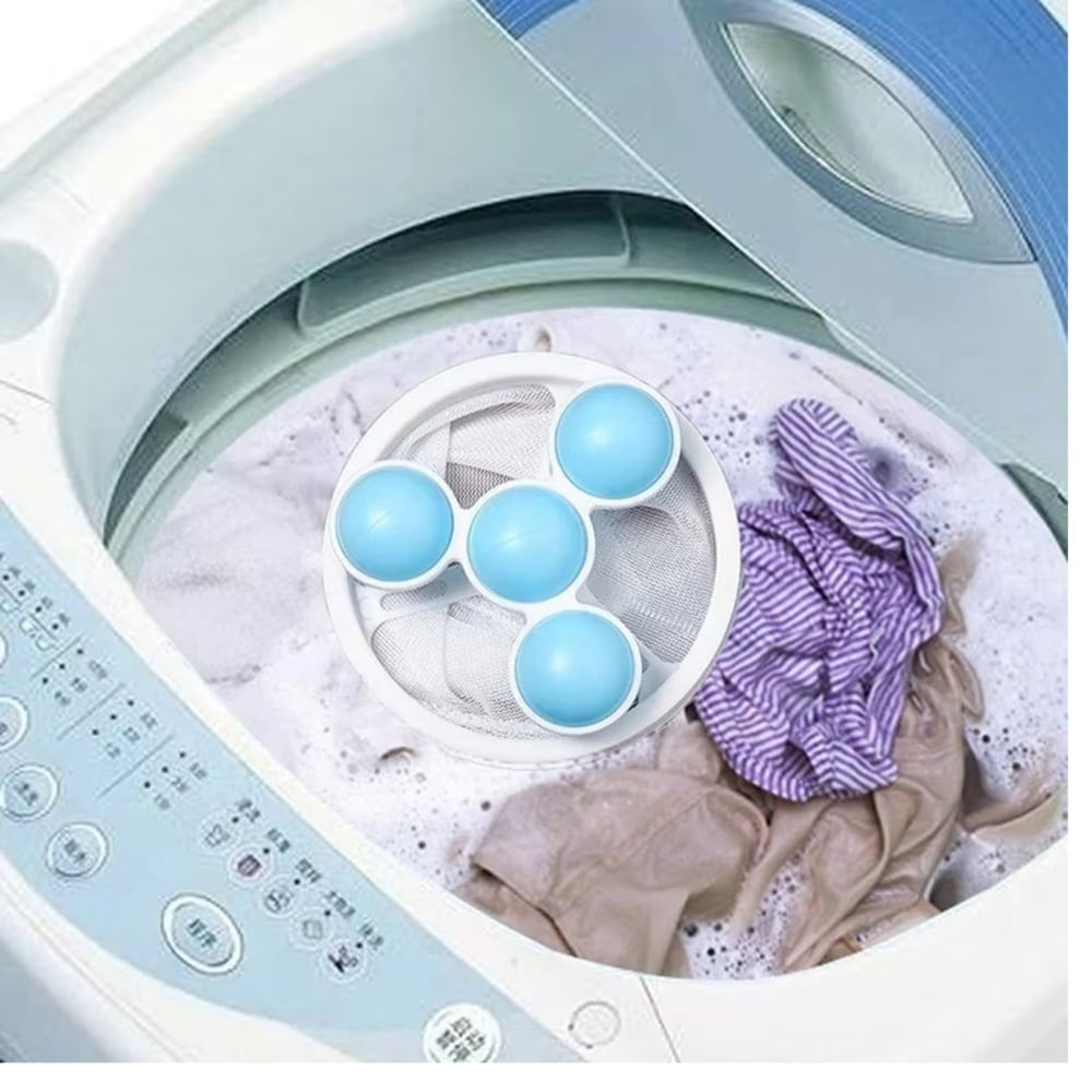 Malla Flotante de Filtrado de Cabello para Lavadora con Bolas 6 Pcs