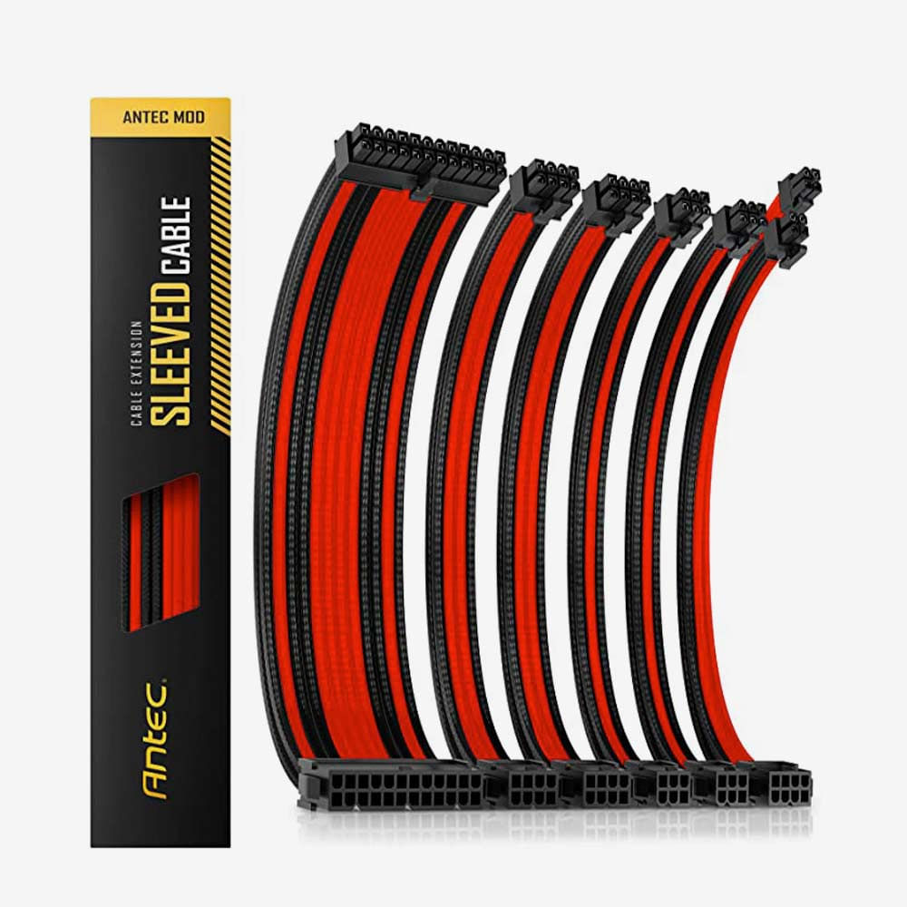 Cable de Extensión PSU Antec Kit Negro/Rojo - Mejora tu Conexión de Alimentación con Estilo