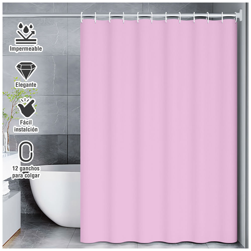 Cortina de Baño Moderna Impermeable Rosado U11