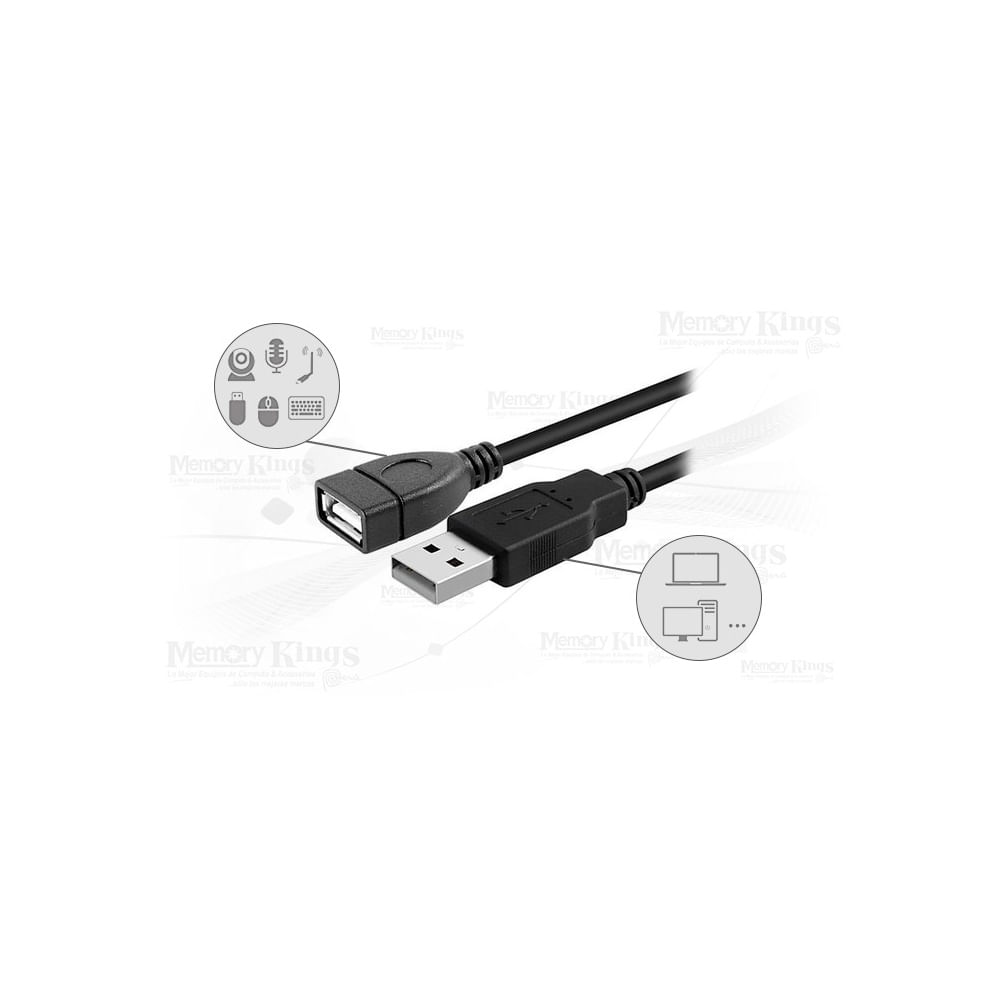 Cable USB 2.0 de 1.8m Delcom con filtro - Extensión rápida y segura para tus dispositivos