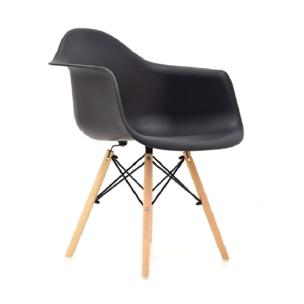 Silla de Diseño Decorativo Eames con brazo Polipropileno/Madera Negro MobelArt Silla de Diseño Decorativo Eames con brazo Polipropileno/Madera Negro MobelArt