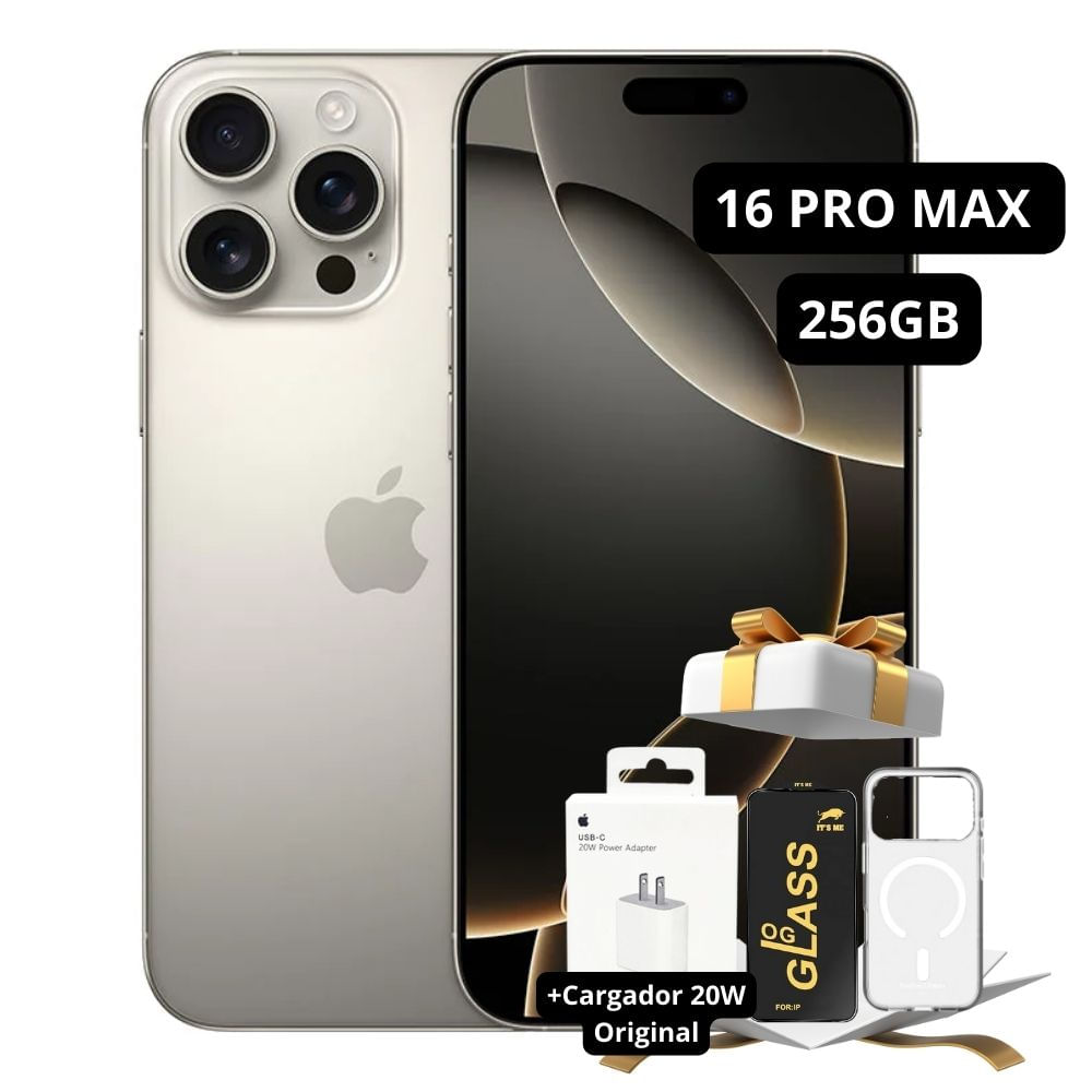 Apple iPhone 16 Pro Max 256GB - Natural Titanium + Cargador Original + Mica y Case