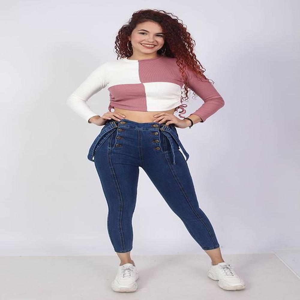 Pantalón Jeanss Mujer Azul de Tirantes