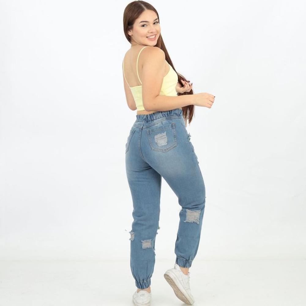 Pantalón Jogger Rasgado Jeans Mujer
