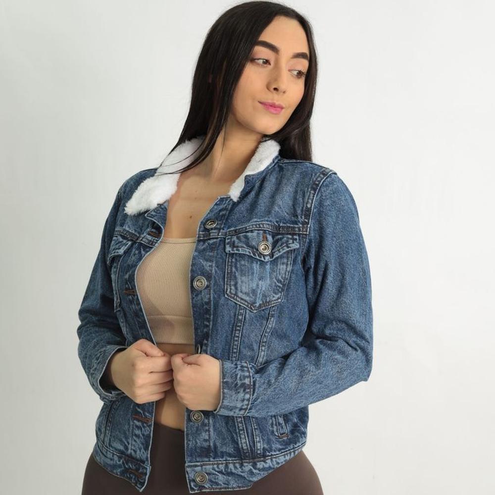 Casaca Jeans Clásico Mujer Peluche