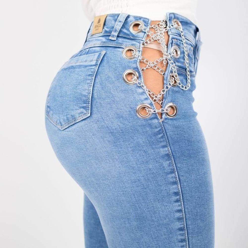 Pantalón Jeans Cadenas Mujer
