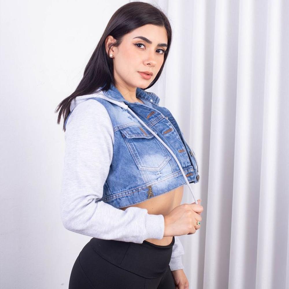 Casaca Jean Franela  Mujer Plomo