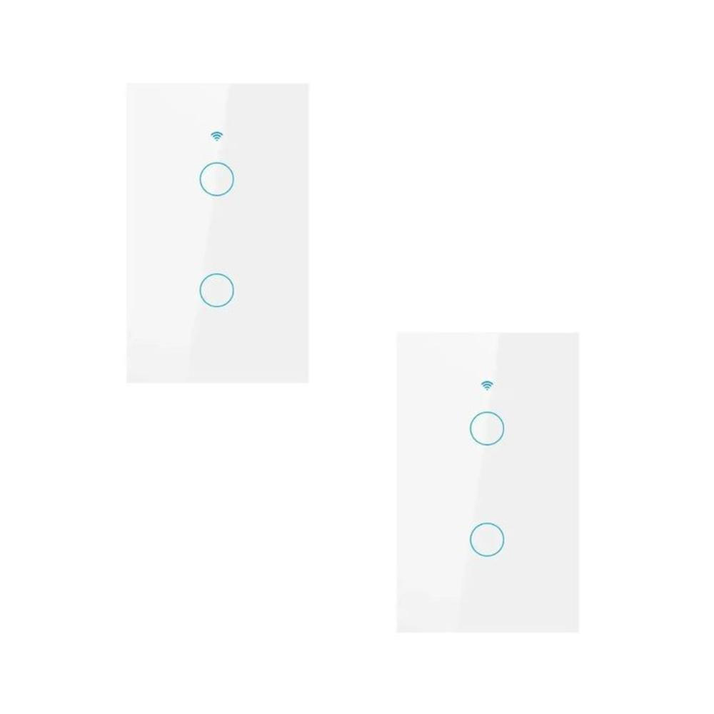 PACK X2 INTERRUPTOR SMART WIFI ALEXA GOOGLE 2 BOTONES BLANCO