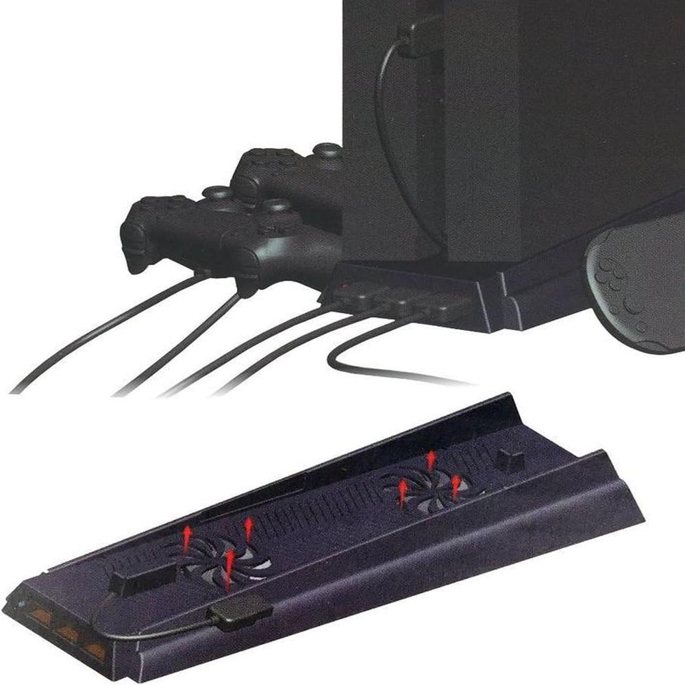 Base Vertical 2Cooler y Puertos USB para Carga de Mandos para PS4 FAT