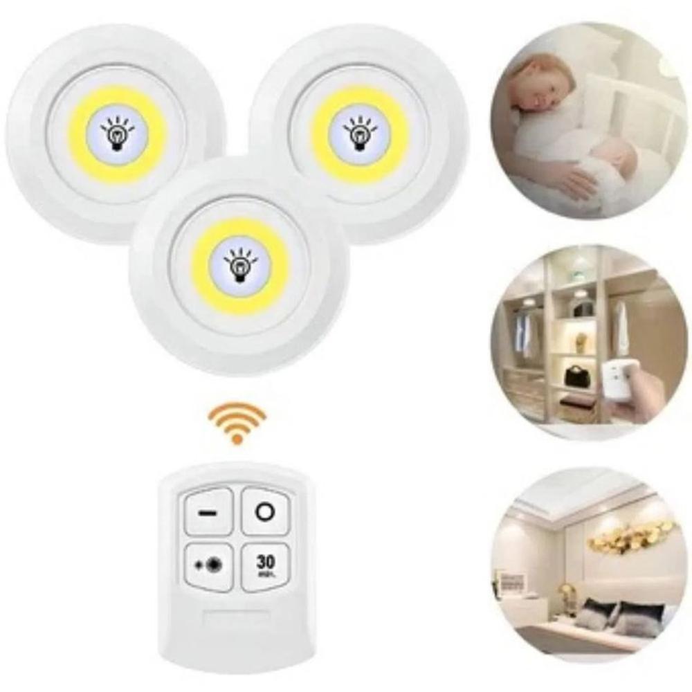 Pack 3 Luz LED con Control Remoto Apagado Automatico