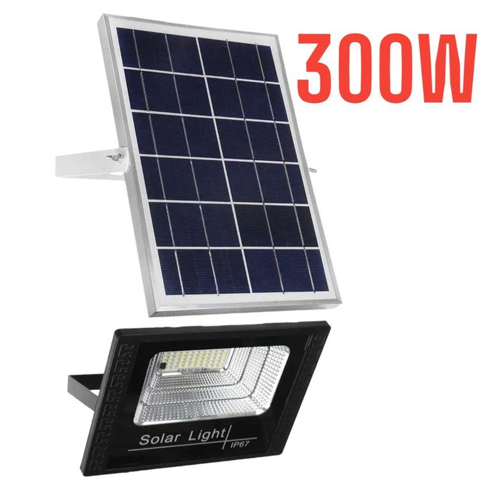 REFLECTOR LED 300W + PANEL SOLAR LUZ BLANCA + CONTROL REMOTO