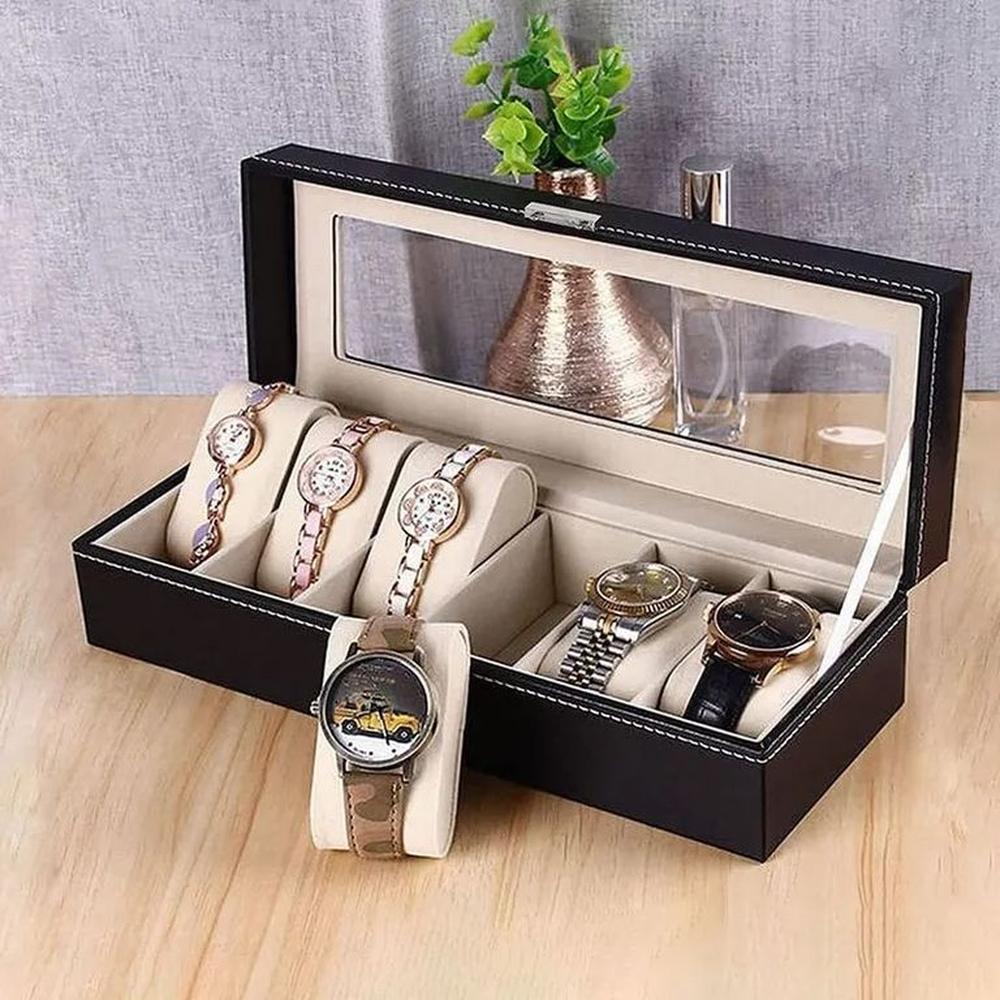 Organizador de Relojes 6 Compartimientos Portarelojes Exhibidor