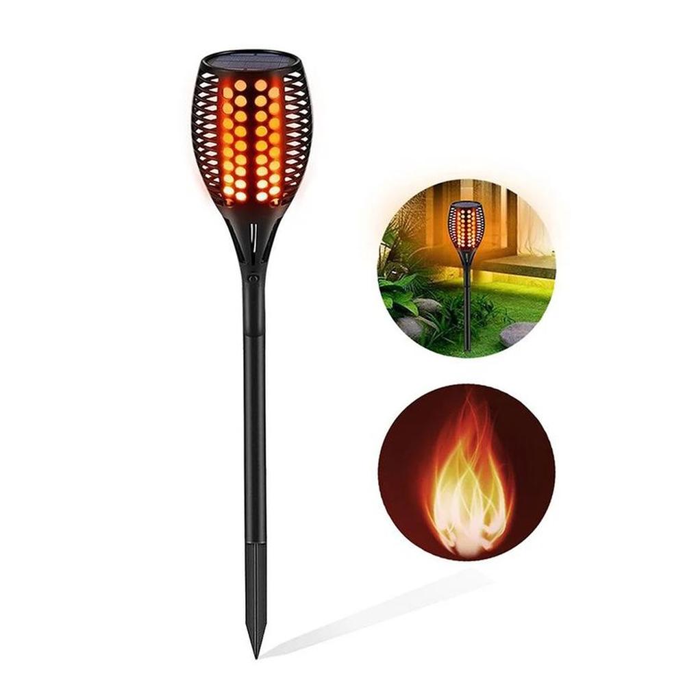 Antorcha Amarilla tipo Estaca para Jardin Vintage Luz LED Solar