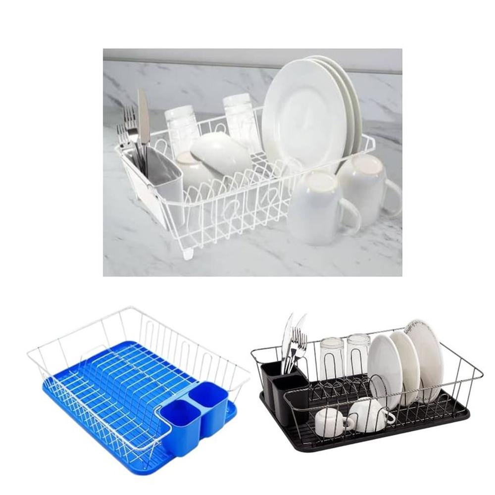 Secaplatos Metalico Con Bandeja Escurridor Platos Color Blanco