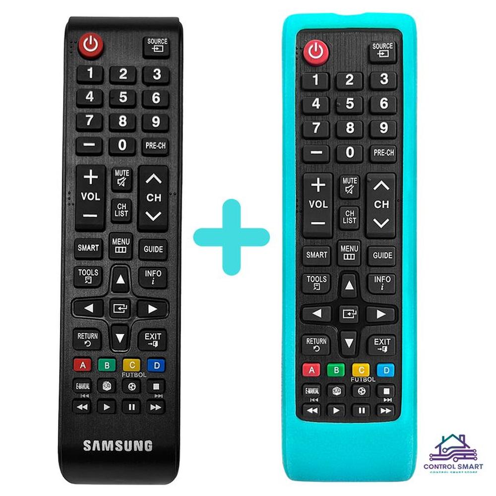 Control Remoto Para Tv Samsung Smart + Funda Celeste Fosforescente