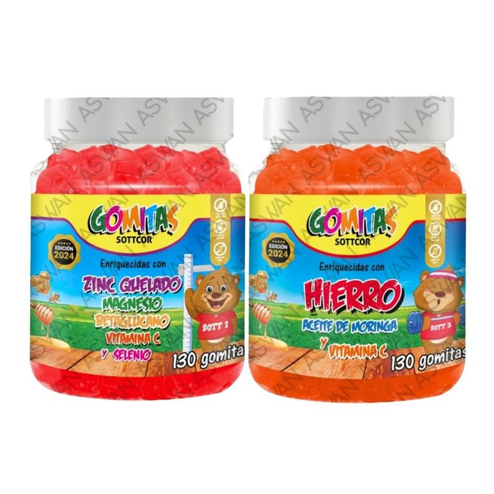 PACK NIÑOS DE ZINC QUELADO & HIERRO 130 GOMITAS - SOTTCOR
