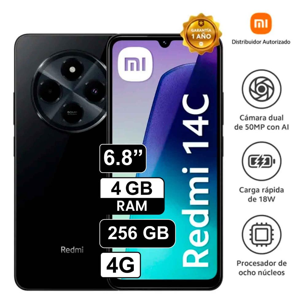 Celular Xiaomi Redmi 14C 4GB 256GB - 50MP Cámara Dual SIM - NEGRO