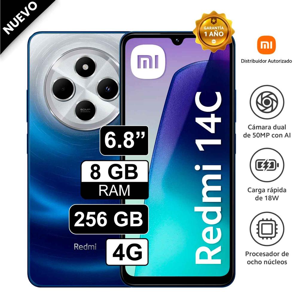 Celular Xiaomi Redmi 14C 8GB 256GB - 50MP Cámara Dual SIM - Starry Blue