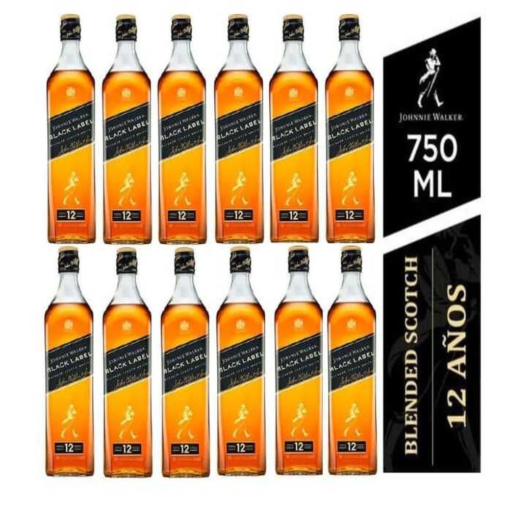 Whisky JOHNNIE WALKER BLACK LABEL 750ML - 12 UNID