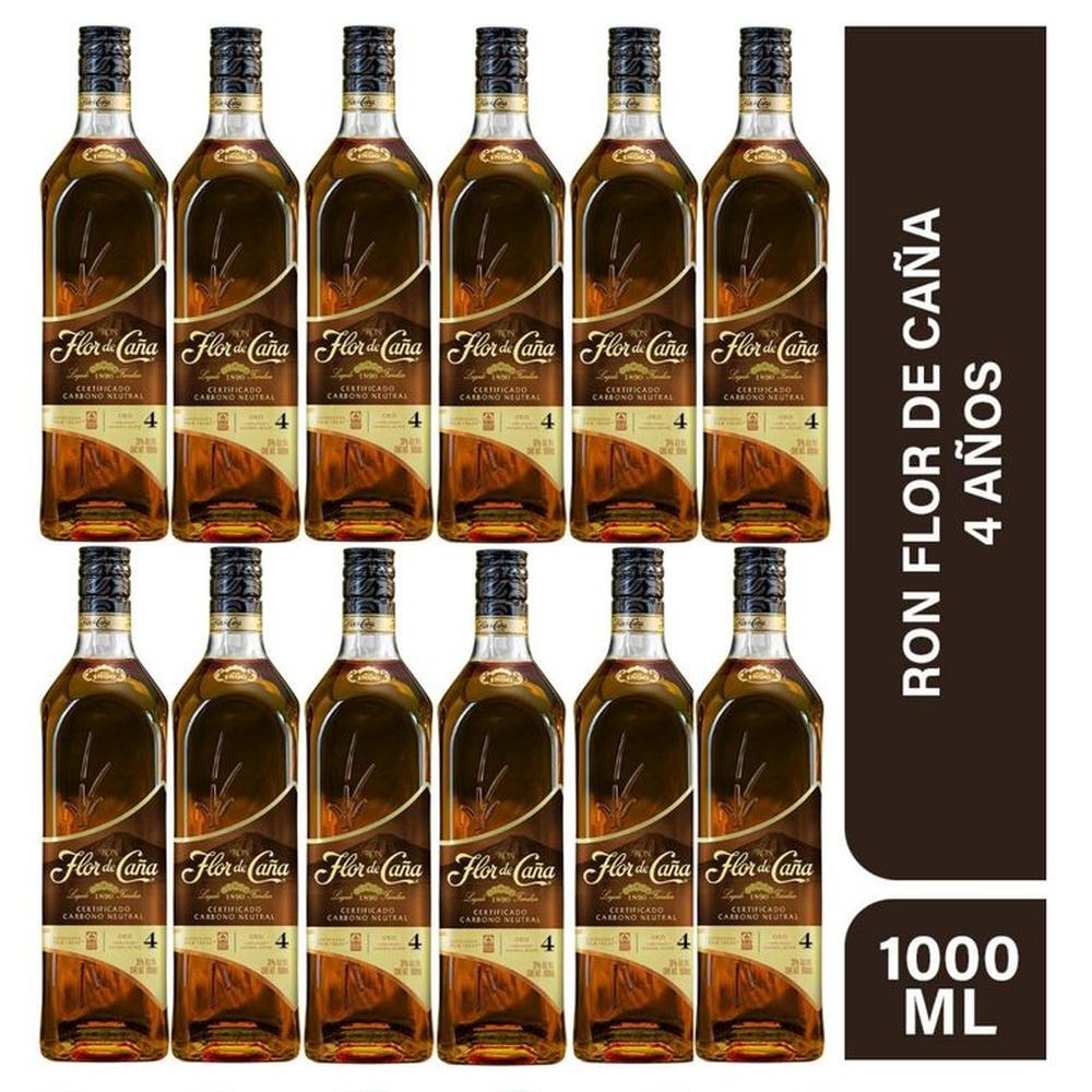 Ron Flor de Caña 4 años 1 LT - 12 UND
