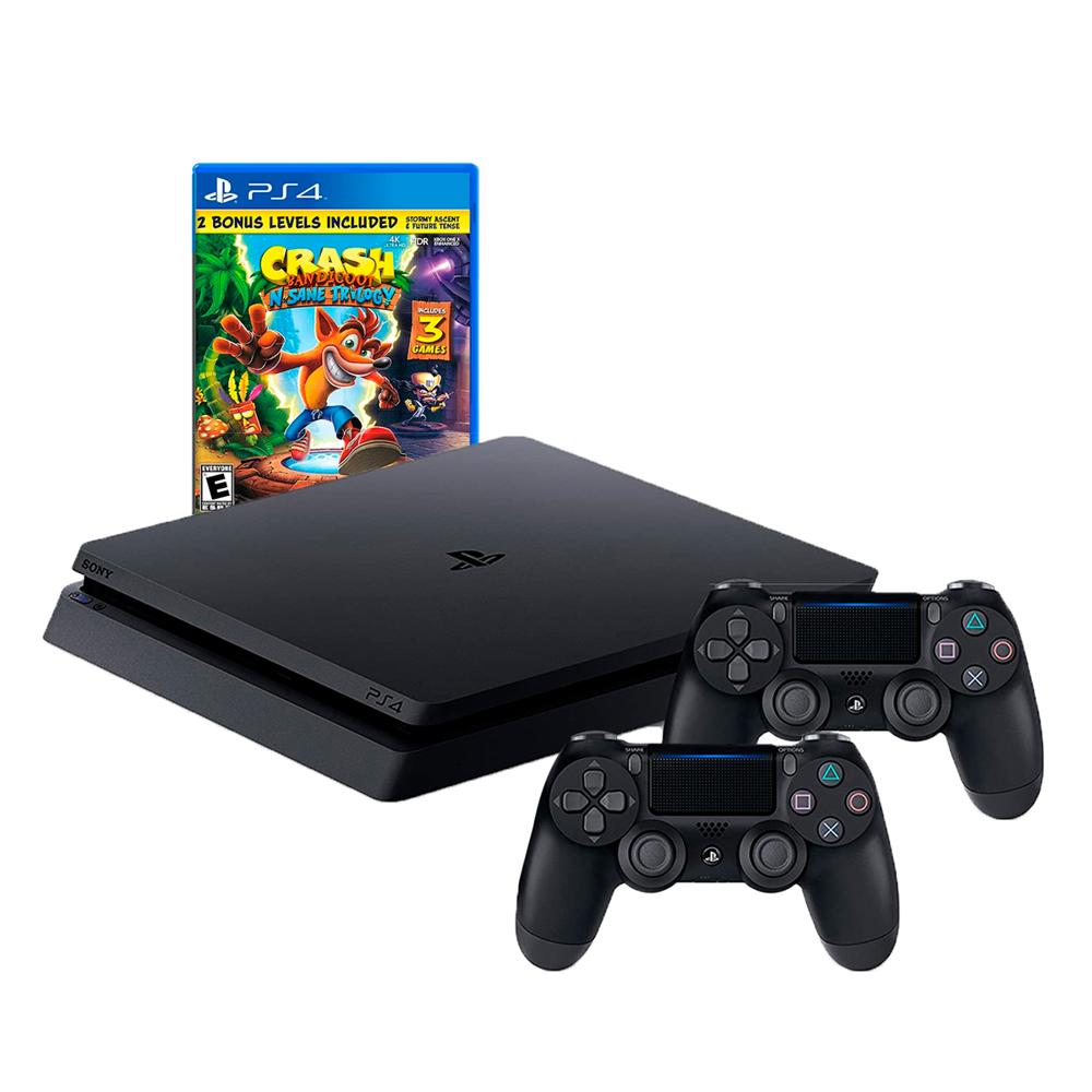 Consola PS4 SLIM 1tb y 2 Mandos + Crash Trilogy - Reacondicionada