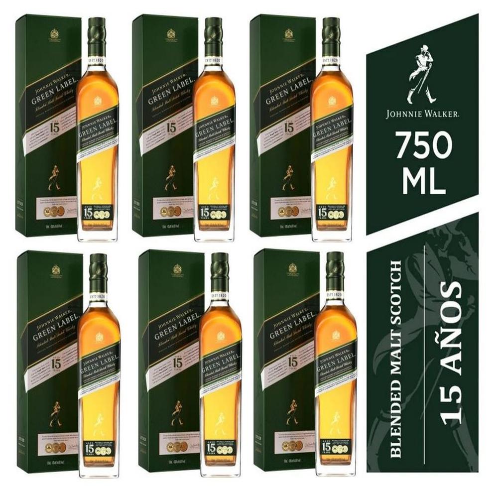 Whisky Jhonny Walker Green Label Botella 750 ml - 6 UND