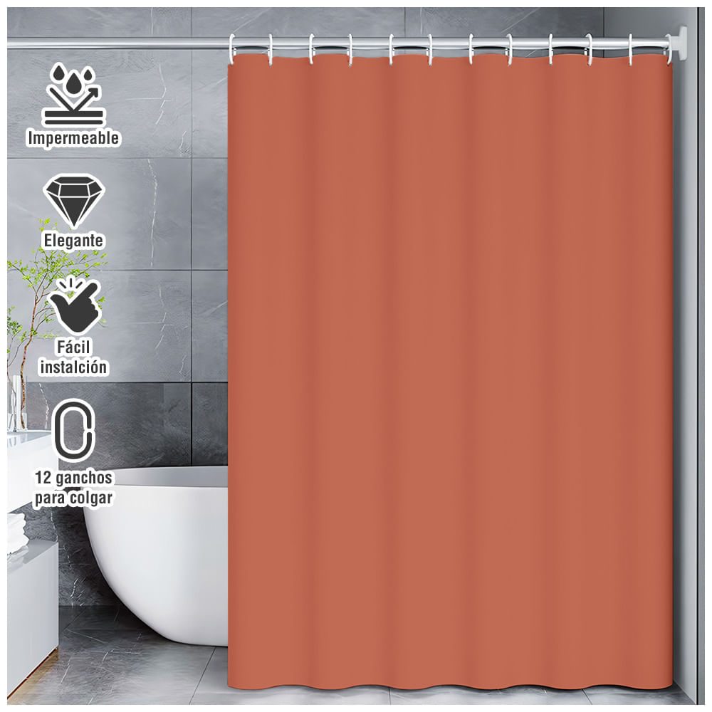 Cortina de Baño Moderna Impermeable Naranja U11