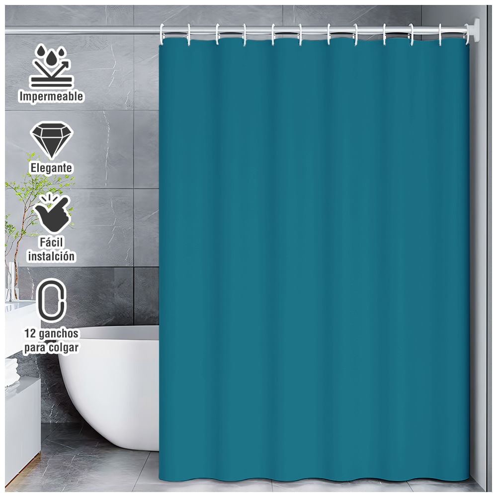 Cortina de Baño Moderna Impermeable Azul Marino U11