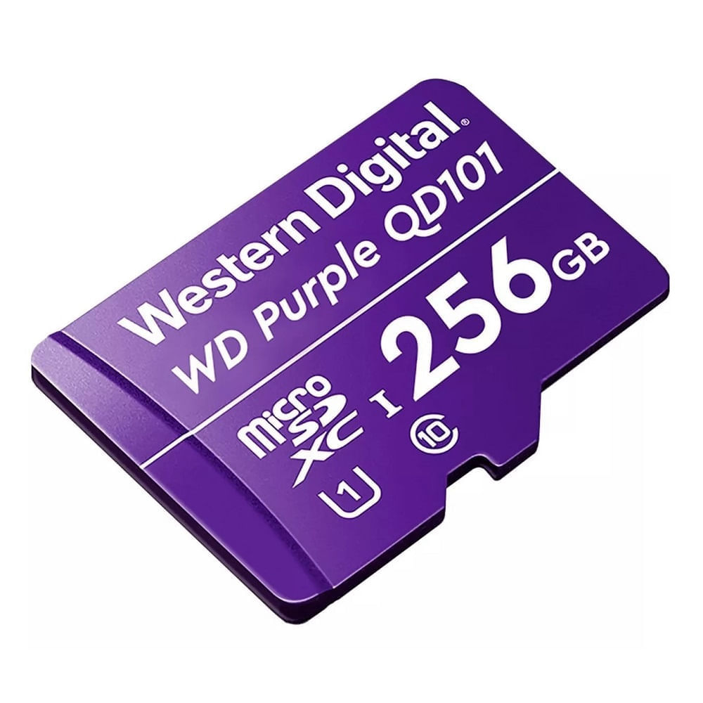 Memoria micro SD 256GB WD Purple QD101 Class 10, alta velocidad para cámaras de seguridad y videovi