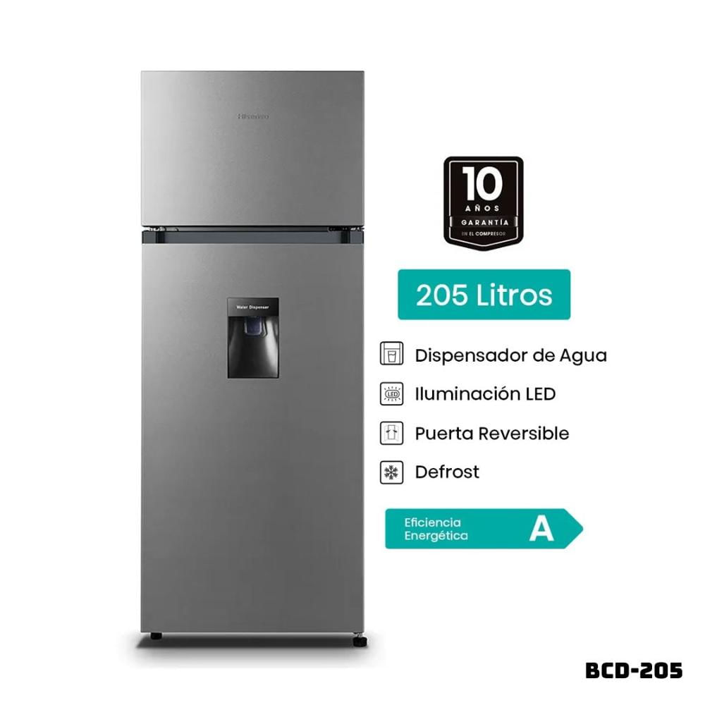 REFRIGERADORA HISENSE 205 L TOP FREEZER PLATEADO BCD-205
