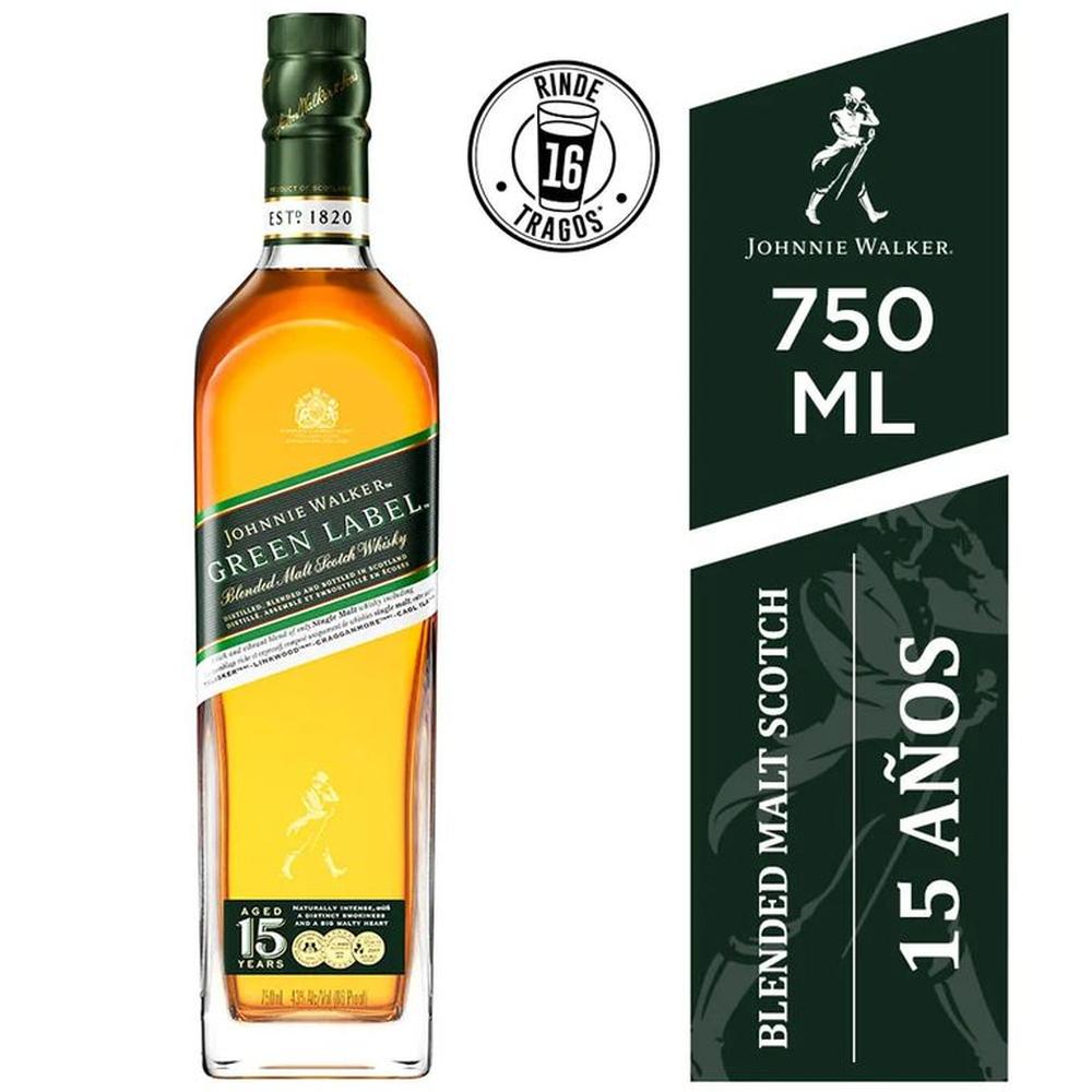 Whisky Johnnie Walker Green Label Botella 750 mL