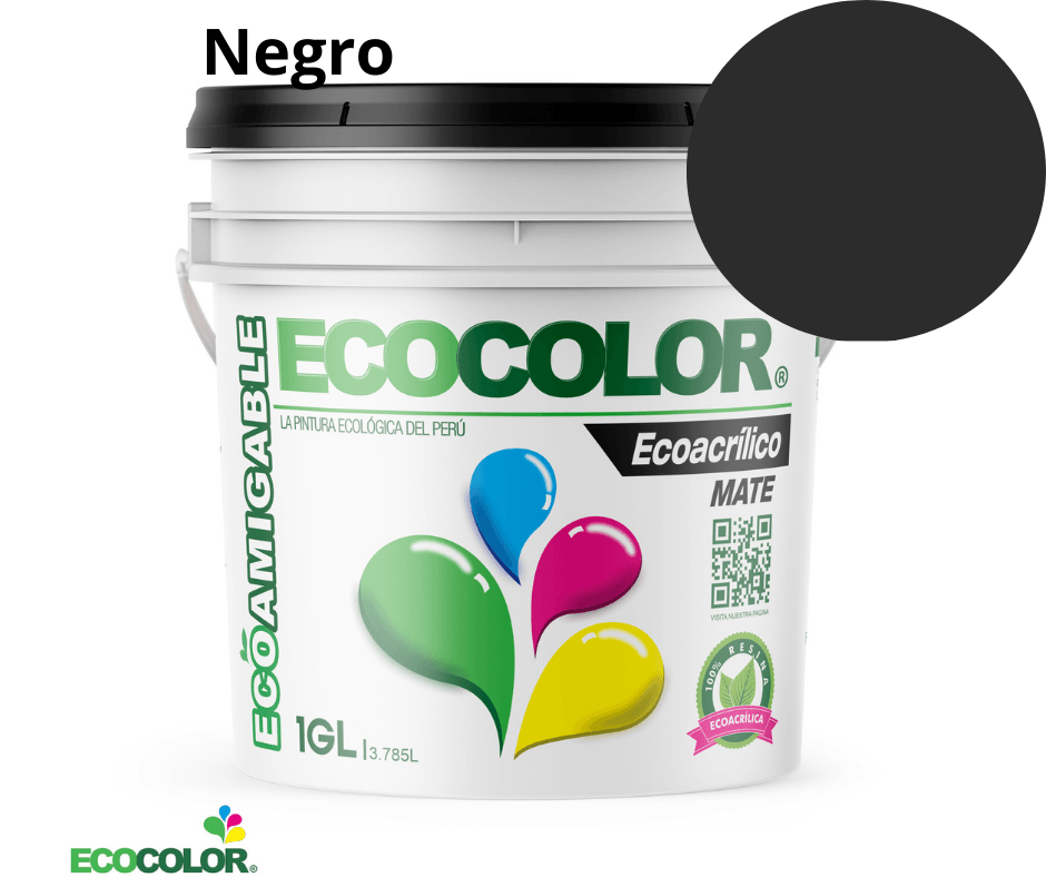 Pintura Ecológica ECOACRILICO MATE 1 Galón Negro