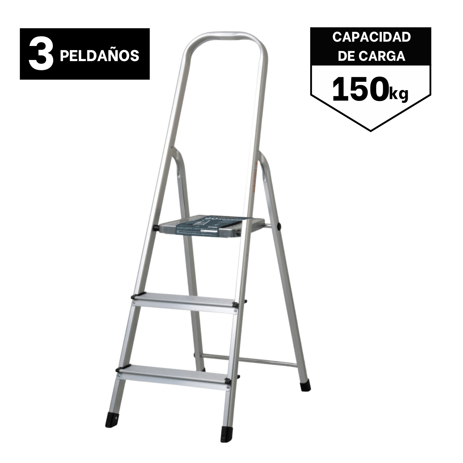Escalera tubular plegable 3 peldaños de aluminio Truper 16764
